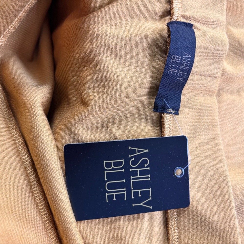 Ashley Blue‎ XL Mustard Knit Pencil Skirt Copper Button Detail Career Casual - Picture 5 of 9